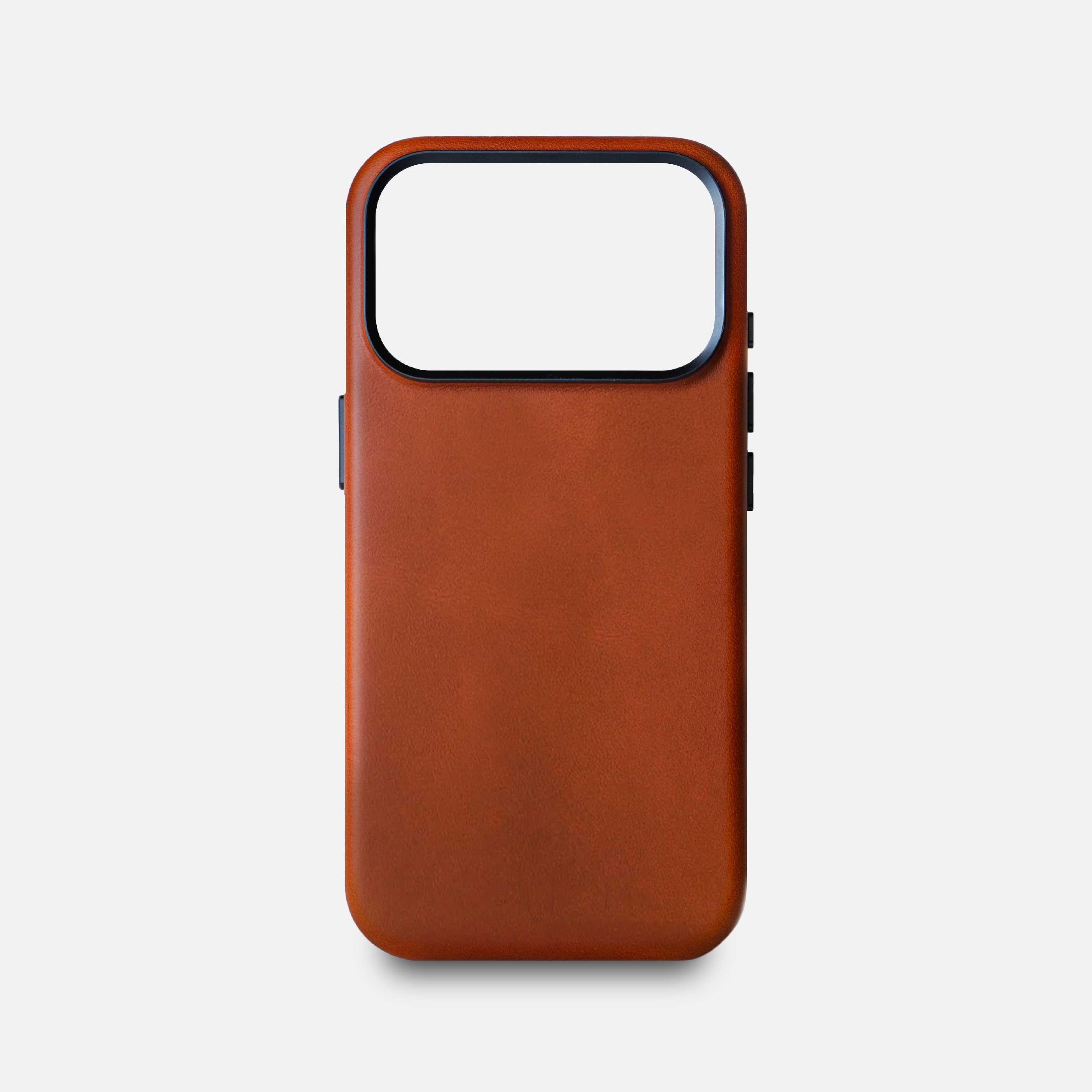 Leather iPhone 18 Pro Shell Case Metal, MagSafe - Saddle Brown