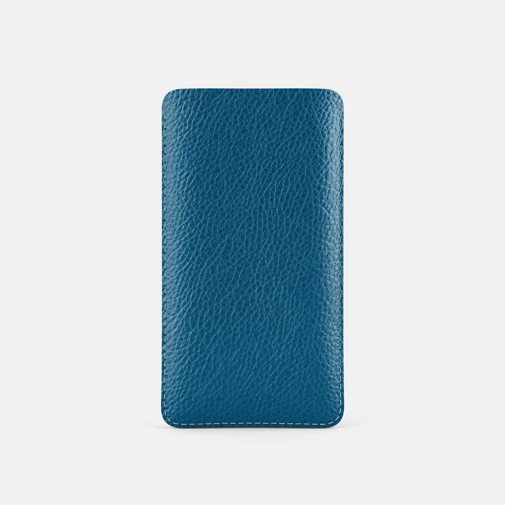 Leather iPhone 15 Pro  Sleeve - Turquoise Blue and Orange