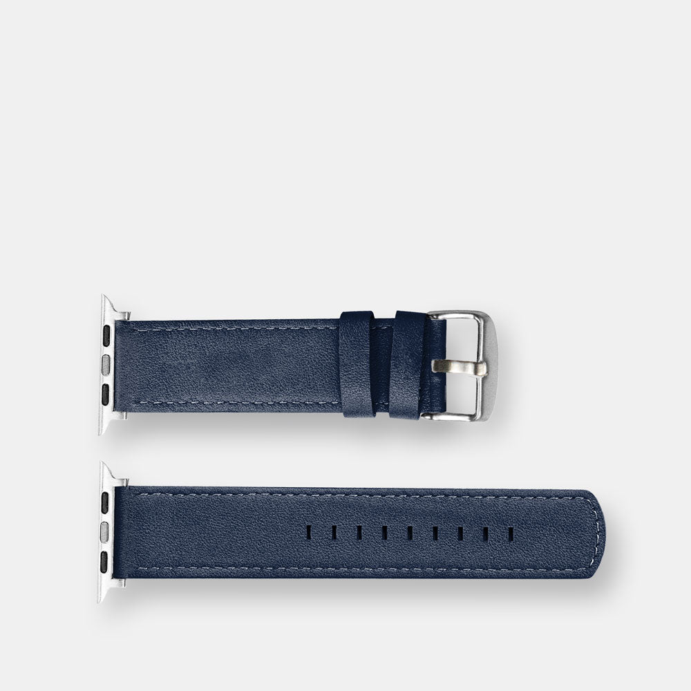 Luxury Nappa Leather Apple Watch Band Straps – Navy Blue