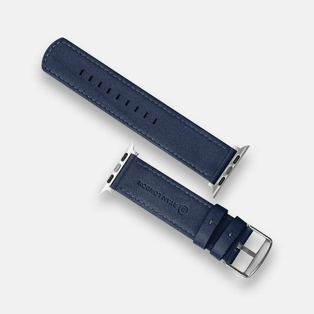 Luxury Nappa Leather Apple Watch Band Straps – Navy Blue