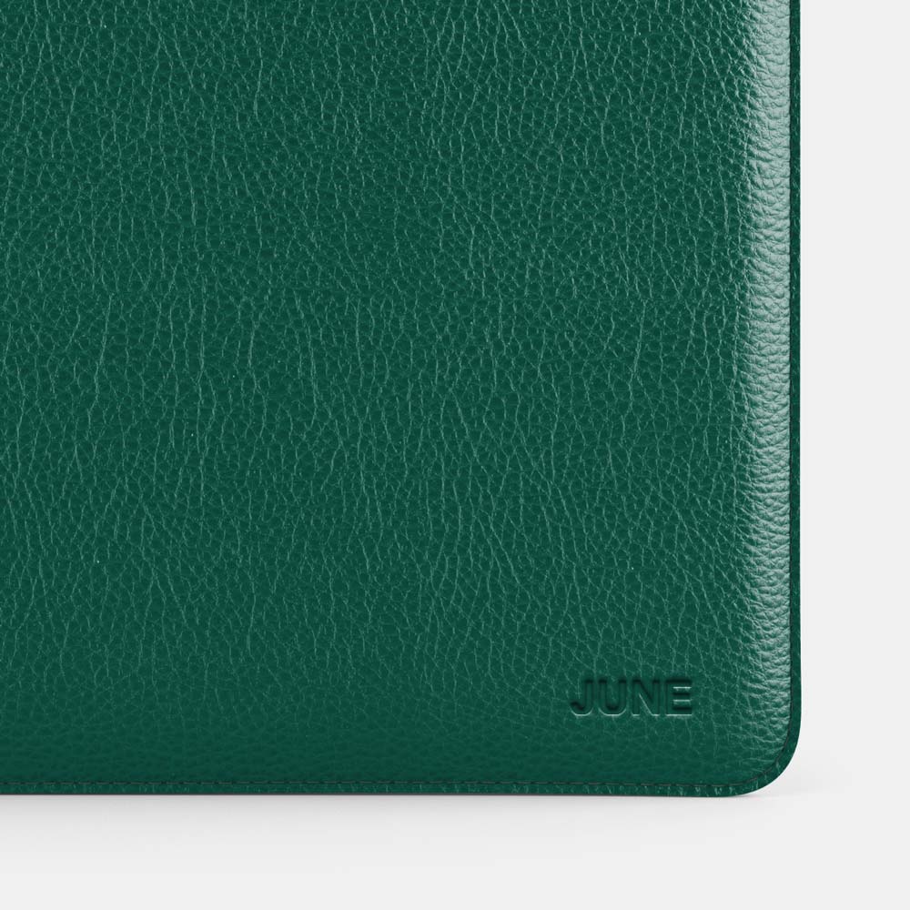 Luxury Leather Macbook Pro 14&quot; Sleeve - Avocado Green and Orange - RYAN London