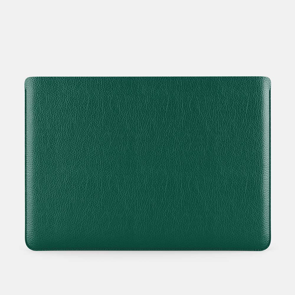 Luxury Leather Macbook Pro 13" Sleeve - Avocado Green and Orange - RYAN London