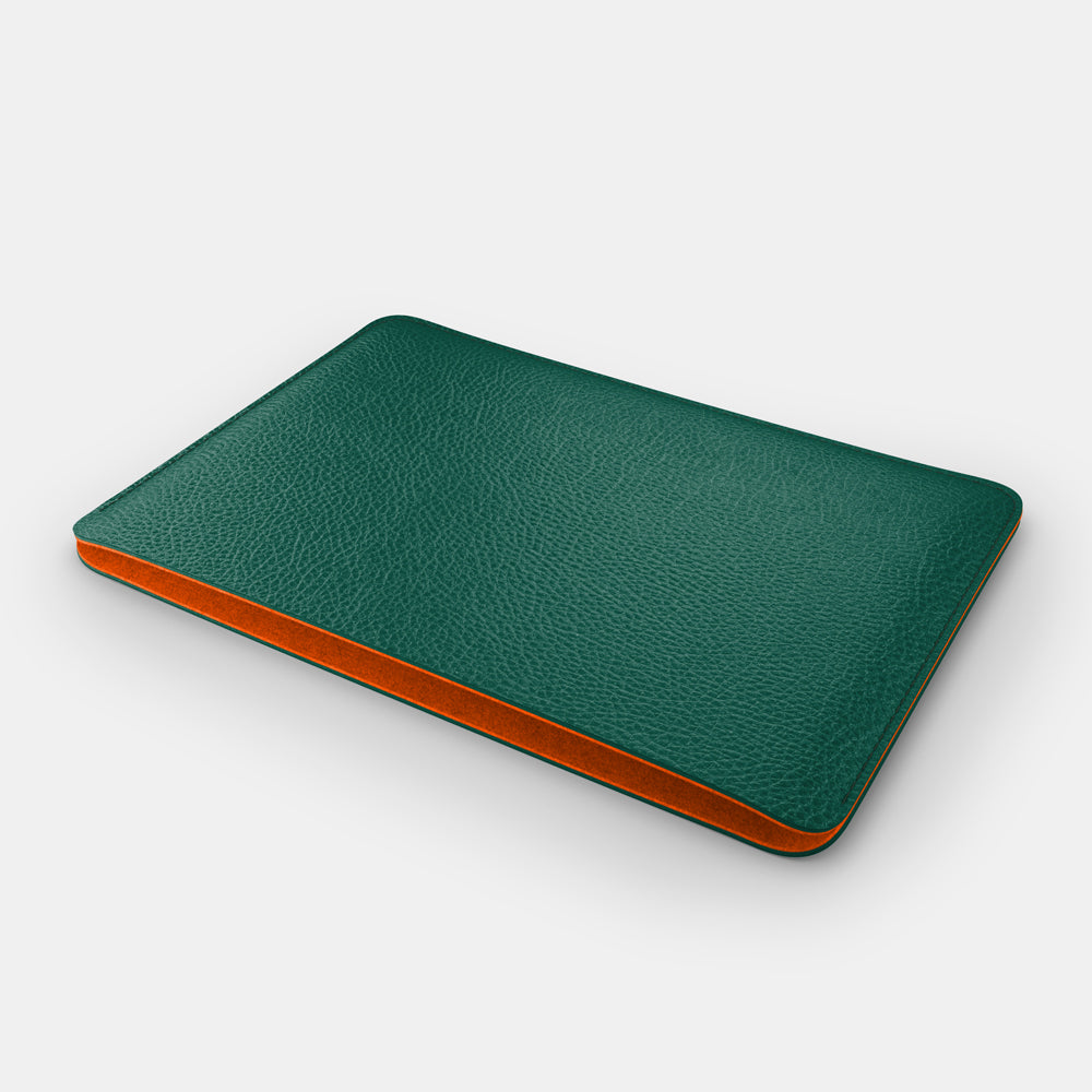 Leather iPad Sleeve - Avocado Green and Orange - RYAN London