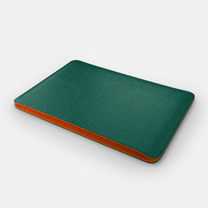 Leather iPad Pro 12.9" Sleeve -  Avocado Green and Orange