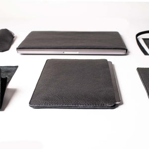 Luxury Leather Macbook Pro 14" Sleeve - Black and Black