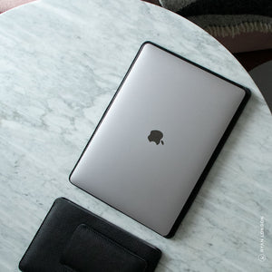Luxury Leather Macbook Pro 14" Sleeve - Black and Black