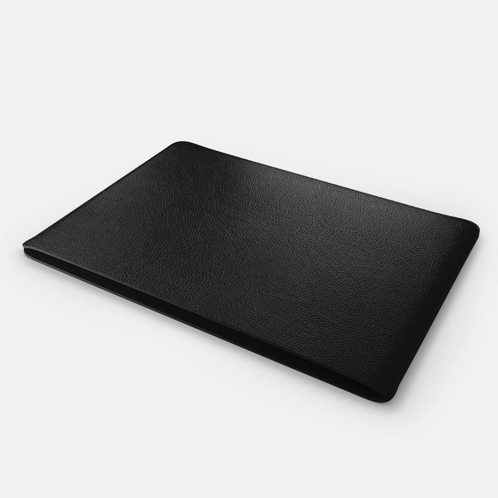Luxury Leather Macbook Pro 16" Sleeve - Black and Black - RYAN London