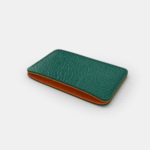 Leather Slim Cardholder - Avocado Green and Orange