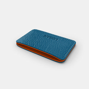 Leather Slim Cardholder - Turquoise Blue and Orange