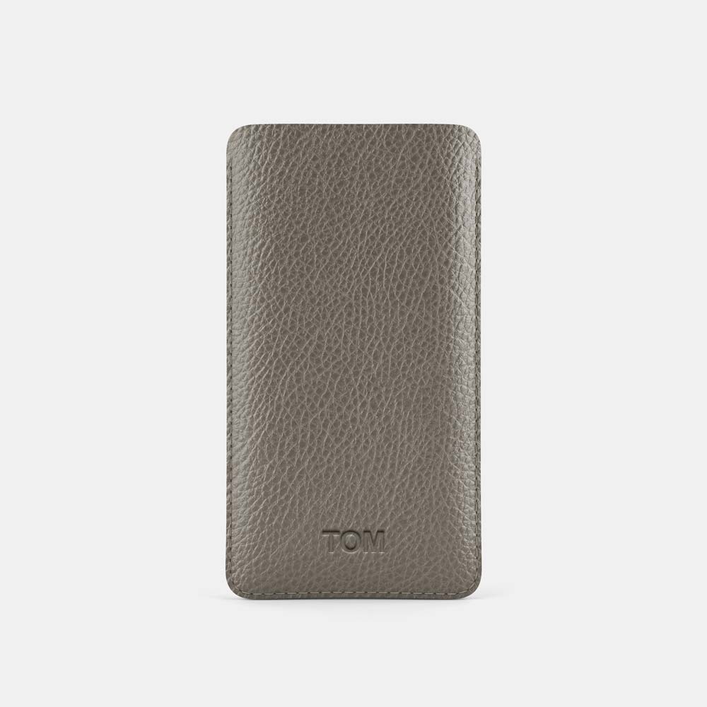 Leather iPhone 12 mini Sleeve - Grey and Grey - RYAN London