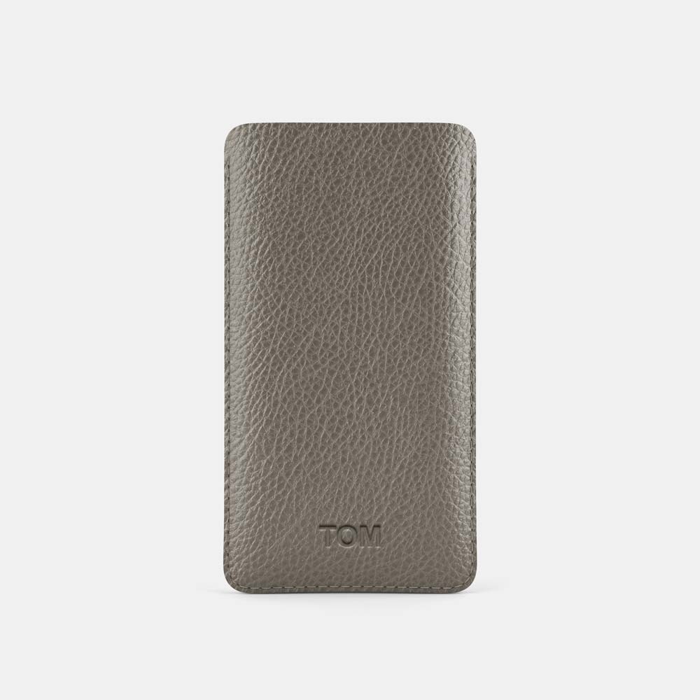 Leather iPhone 13 Pro Sleeve - Grey and Grey - RYAN London