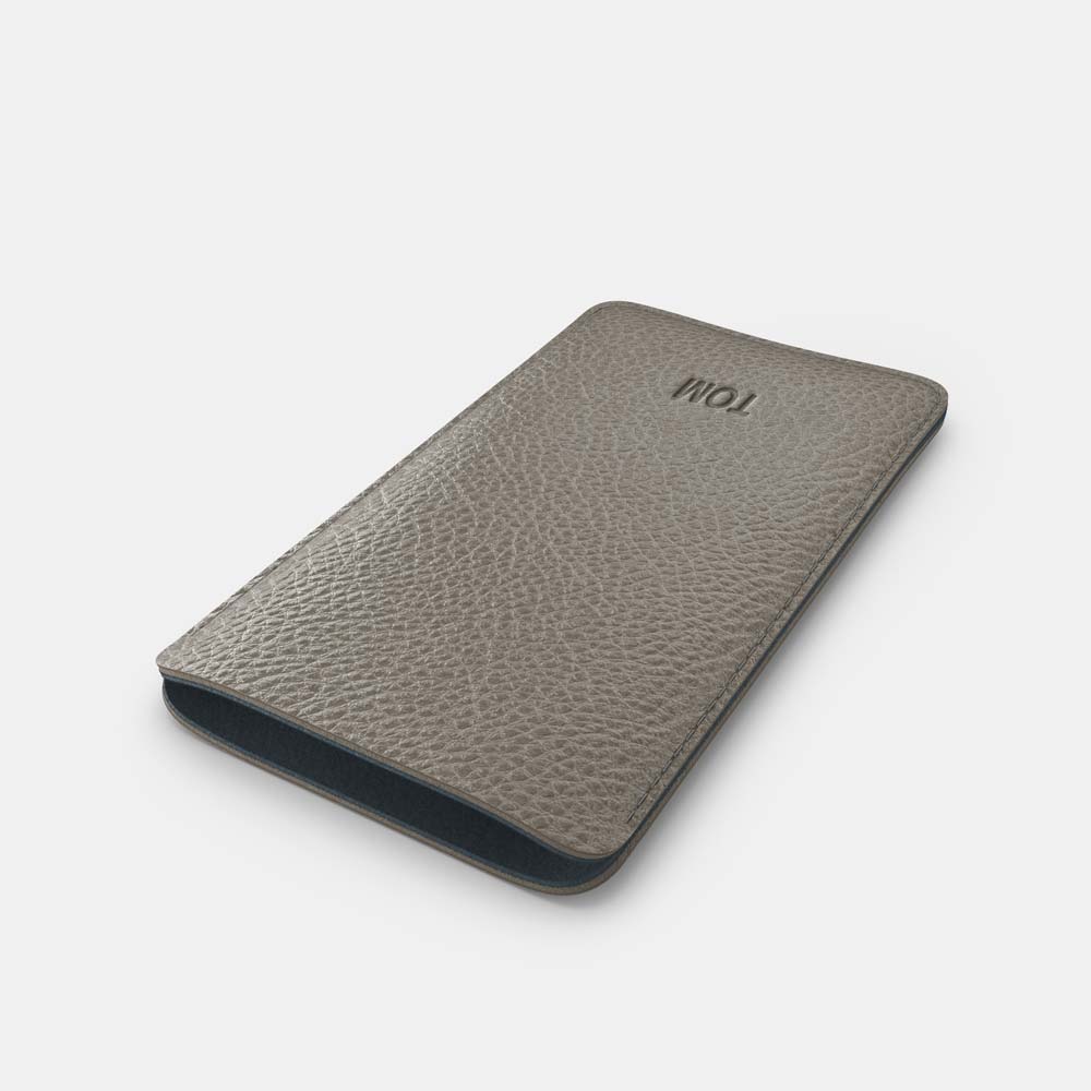 Leather iPhone 13 Pro Max Sleeve - Grey and Grey - RYAN London