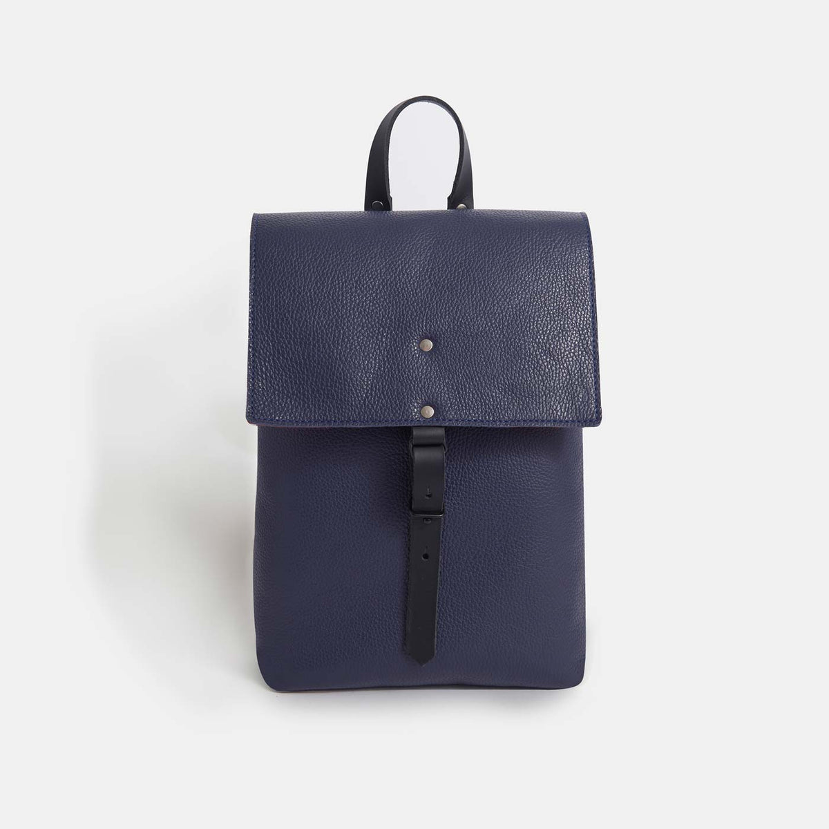 Italian Leather and Wool Felt Backpack - Navy Blue and Orange - RYAN London