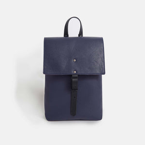 Italian Leather and Wool Felt Backpack - Navy Blue and Orange