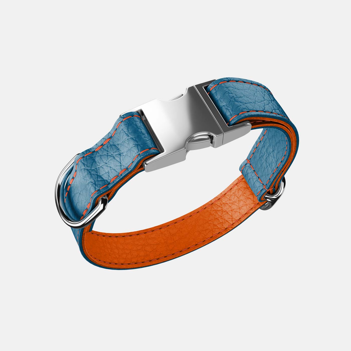 Leather Dog Collar Blue and Orange RYAN London