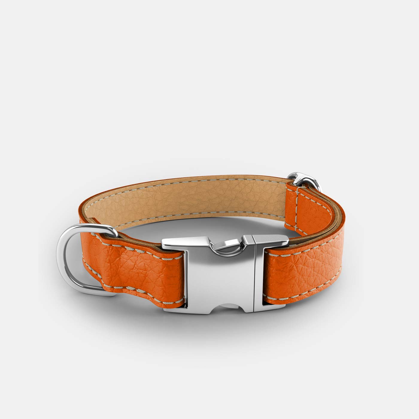 Leather Dog Collar - Orange and Beige - RYAN London