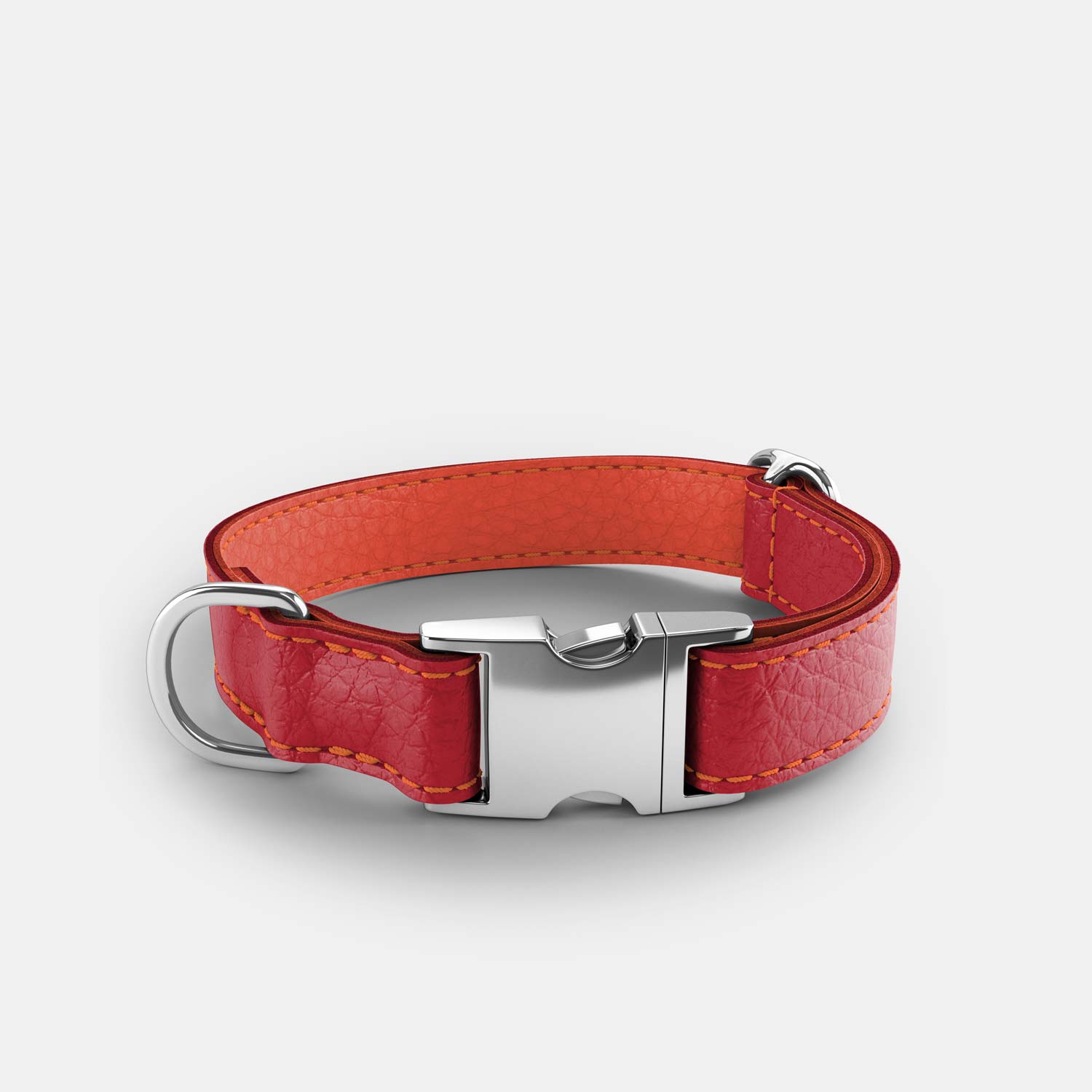 Leather Dog Collar - Red and Coral - RYAN London