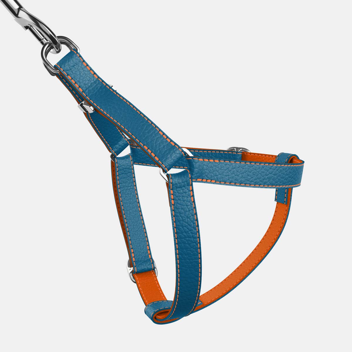 Leather Dog Harness - Blue and Orange - RYAN London