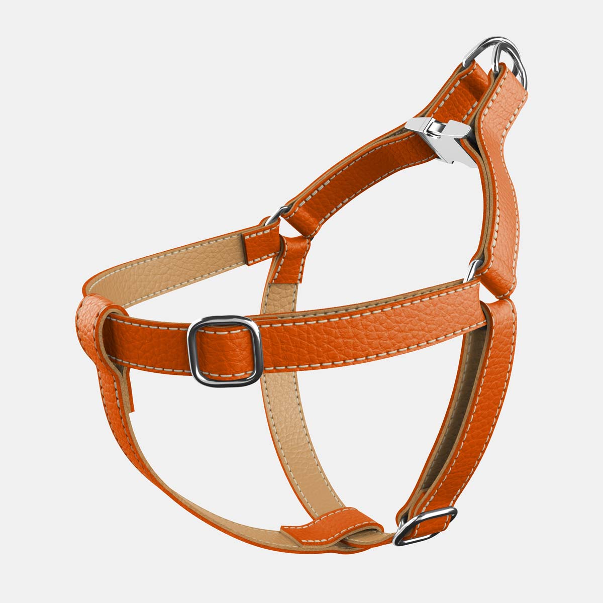 Leather Dog Harness - Orange and Beige - RYAN London