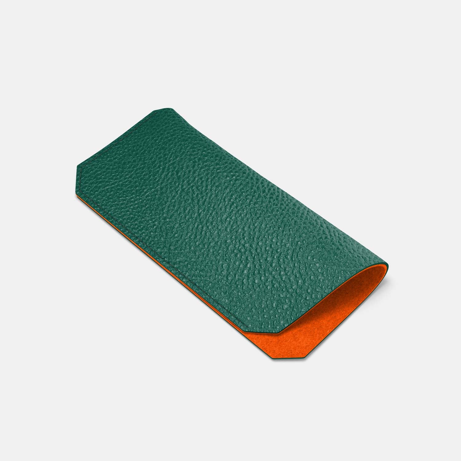 Leather Sunglasses Case - Avocado Green and Orange - RYAN London