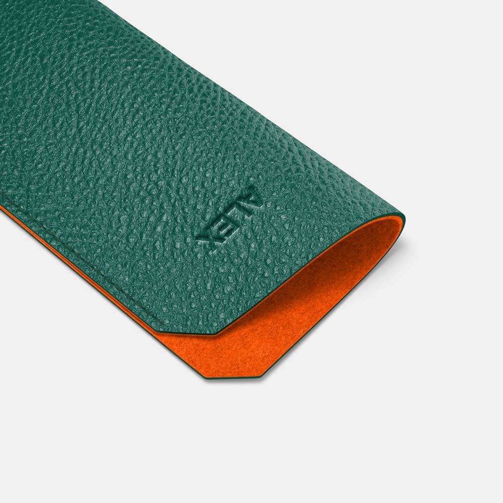 Leather Sunglasses Case - Avocado Green and Orange - RYAN London