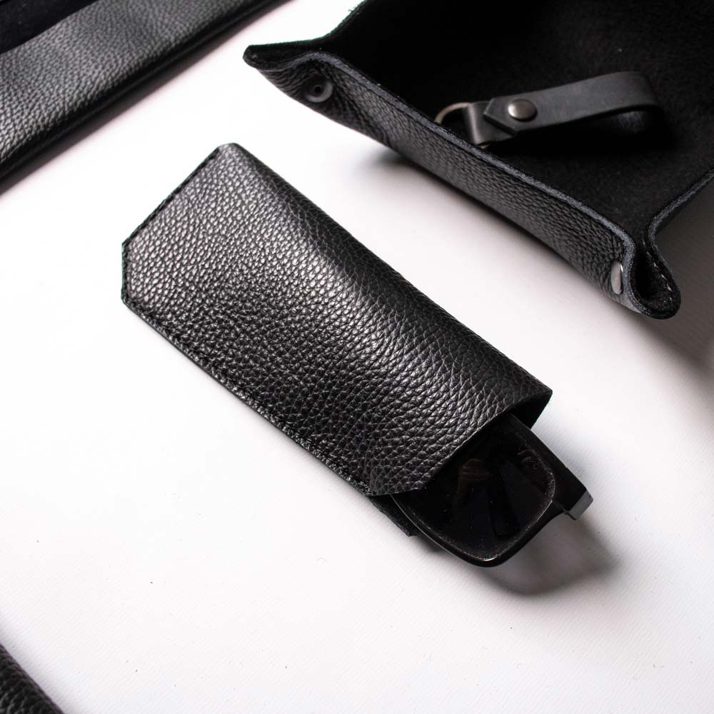 Leather Sunglasses Case - Black and Black - RYAN London