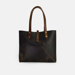 Leather Tote Bag - Dark Brown