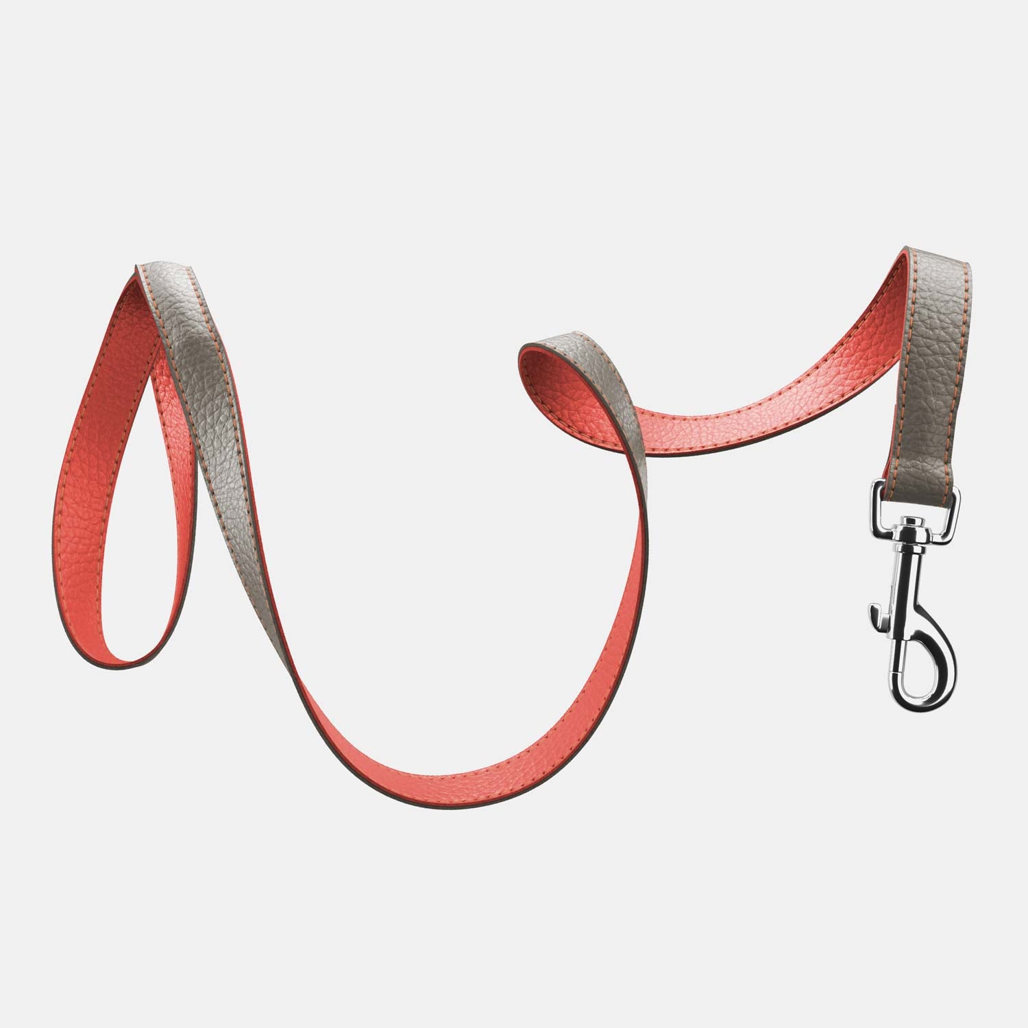 Leather Dog Lead - Grey and Coral - RYAN London