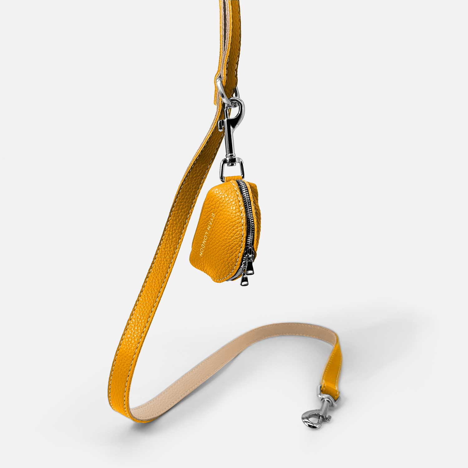 Leather Dog Poop Bag Holder - Yellow