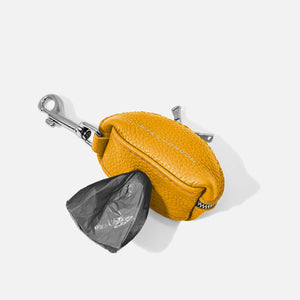 Leather Dog Poop Bag Holder - Yellow