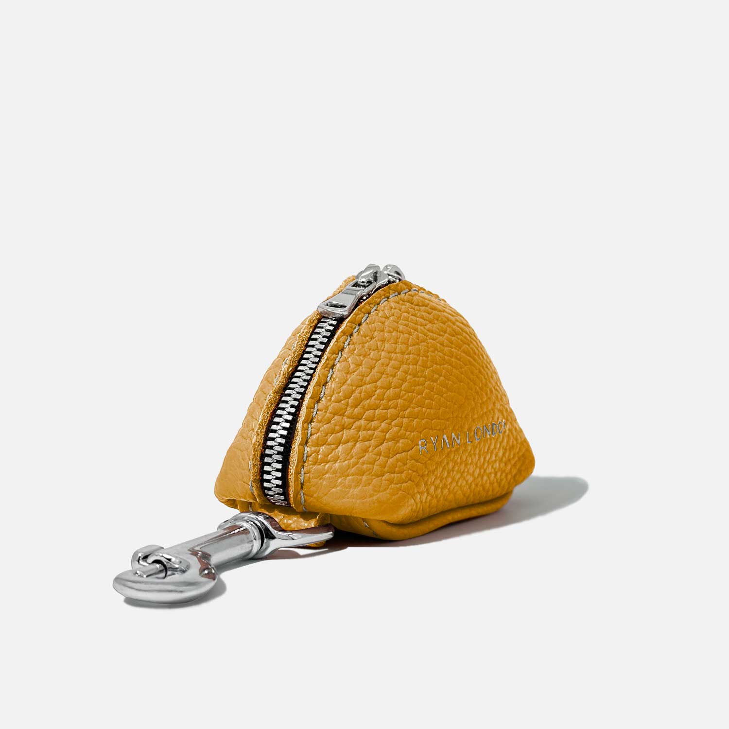 Leather Dog Poop Bag Holder - Yellow