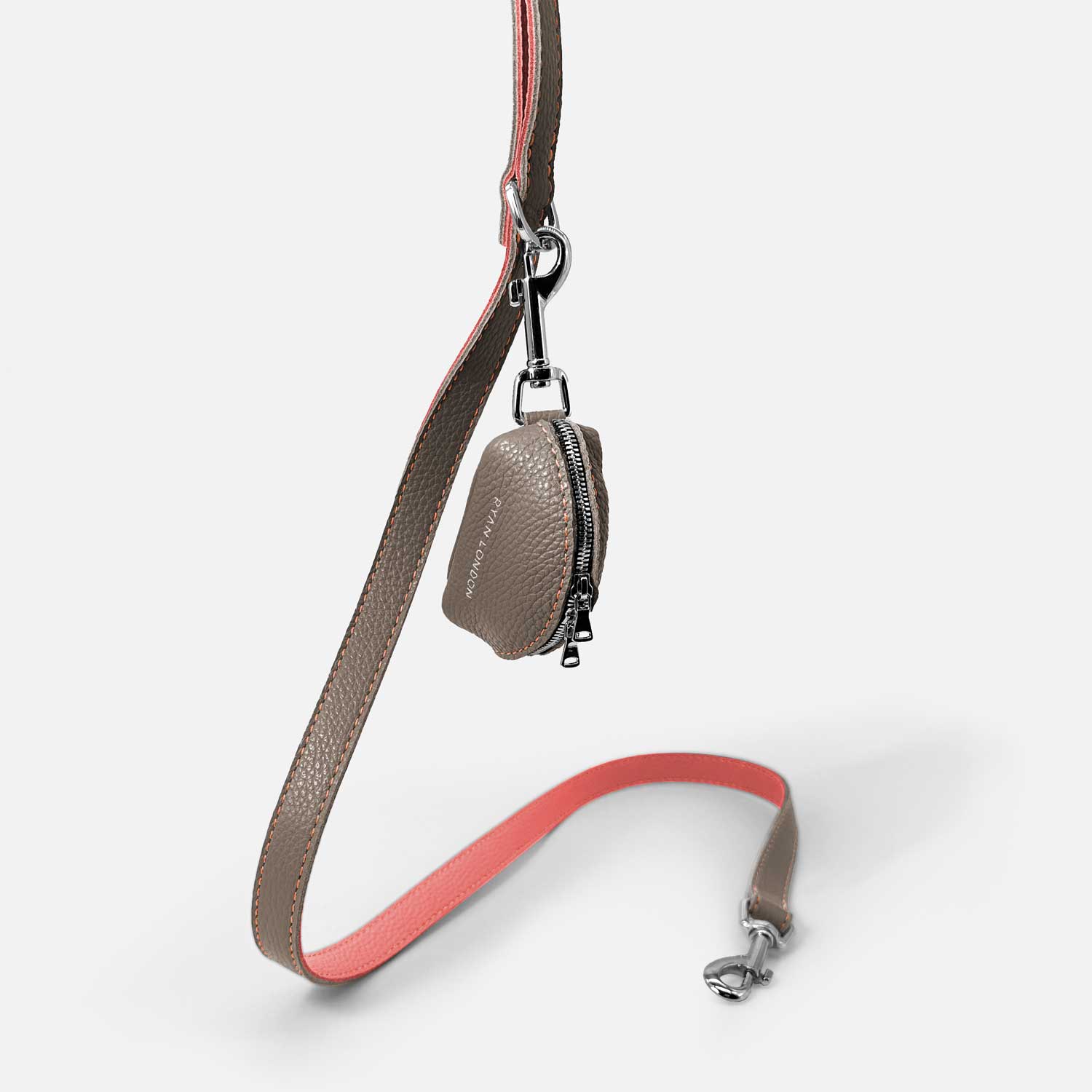Leather Dog Poop Bag Holder - Grey - RYAN London 