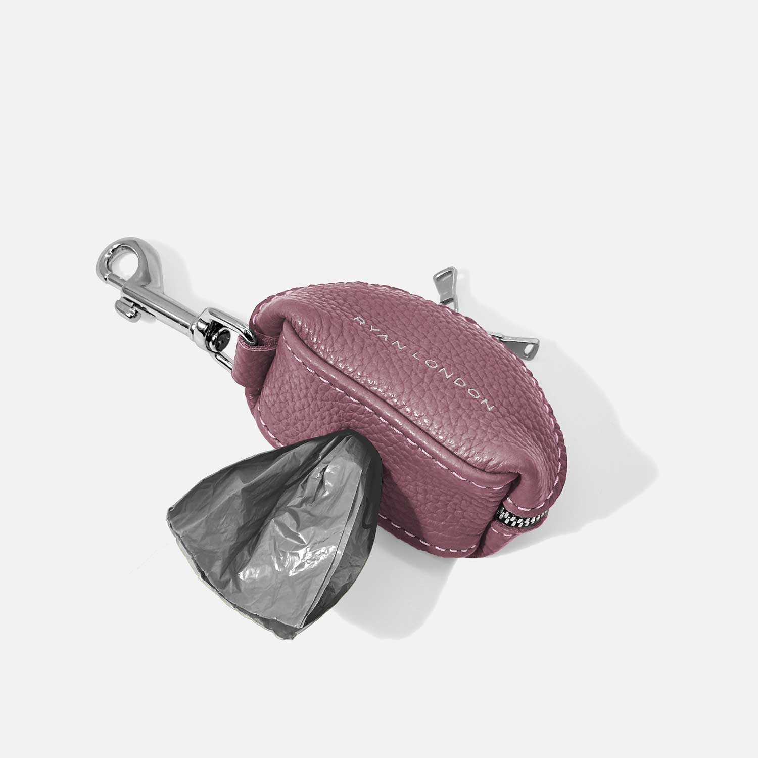 Leather Dog Poop Bag Holder - Purple