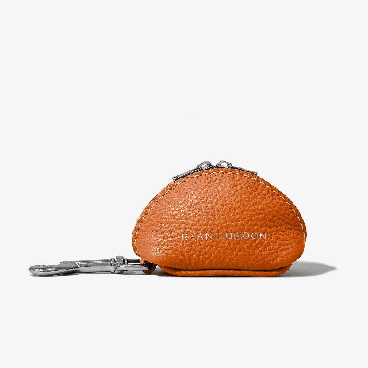 Leather Dog Poop Bag Holder - Pumpkin Orange