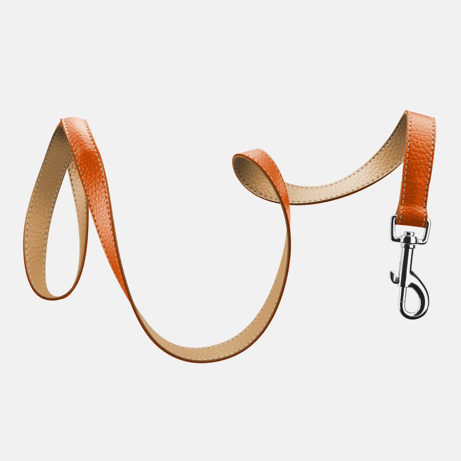 Leather Dog Lead - Orange and Beige - RYAN London