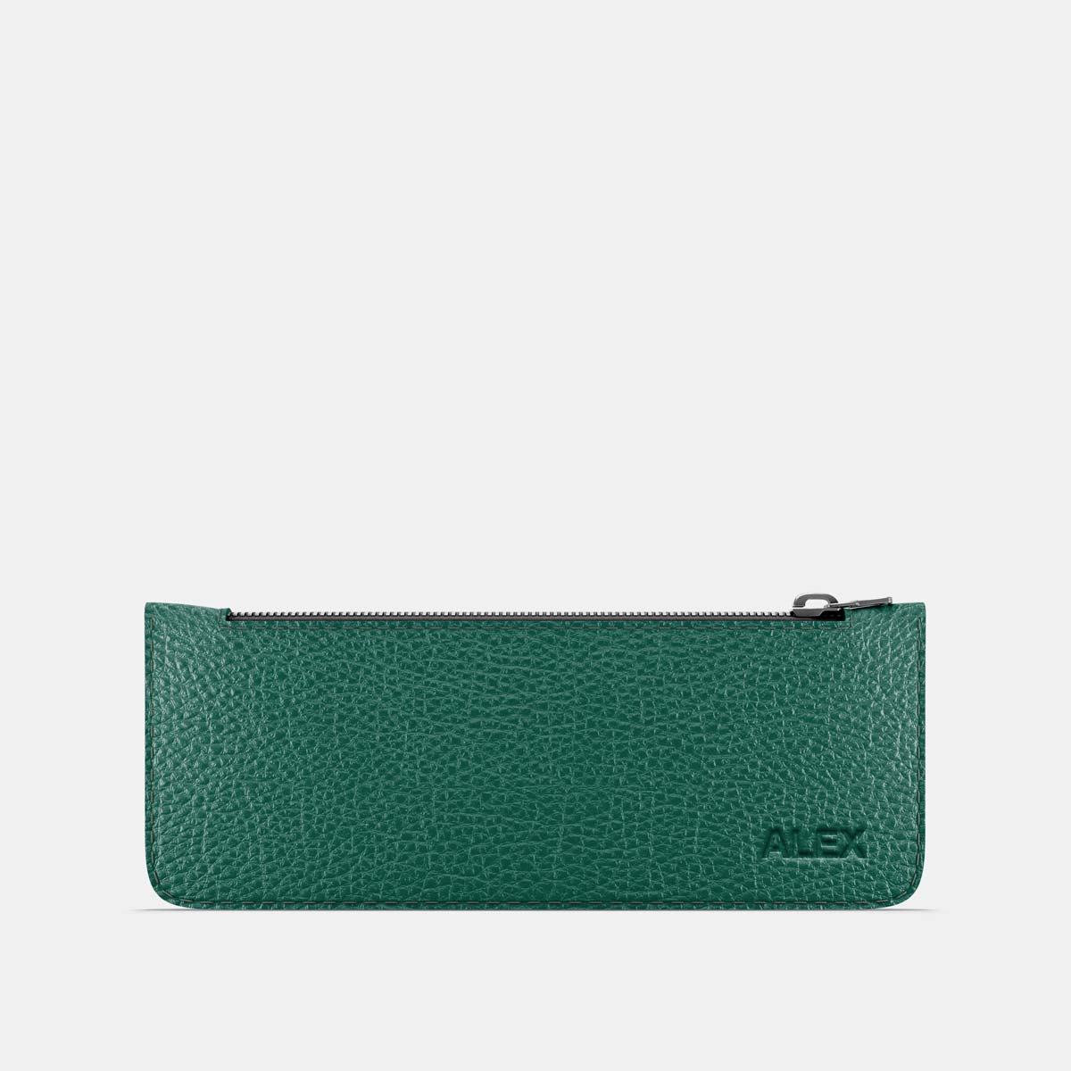 Leather Pencil Case - Avocado Green and Orange - RYAN London