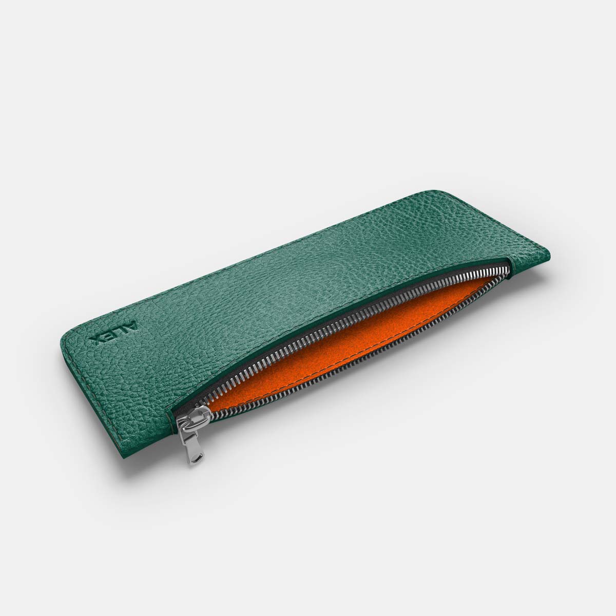 Leather Pencil Case - Avocado Green and Orange - RYAN London