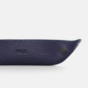 Leather Catch-all Tray - Navy Blue and Mint