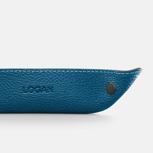 Leather Catch-all Tray - Turquoise Blue and Orange
