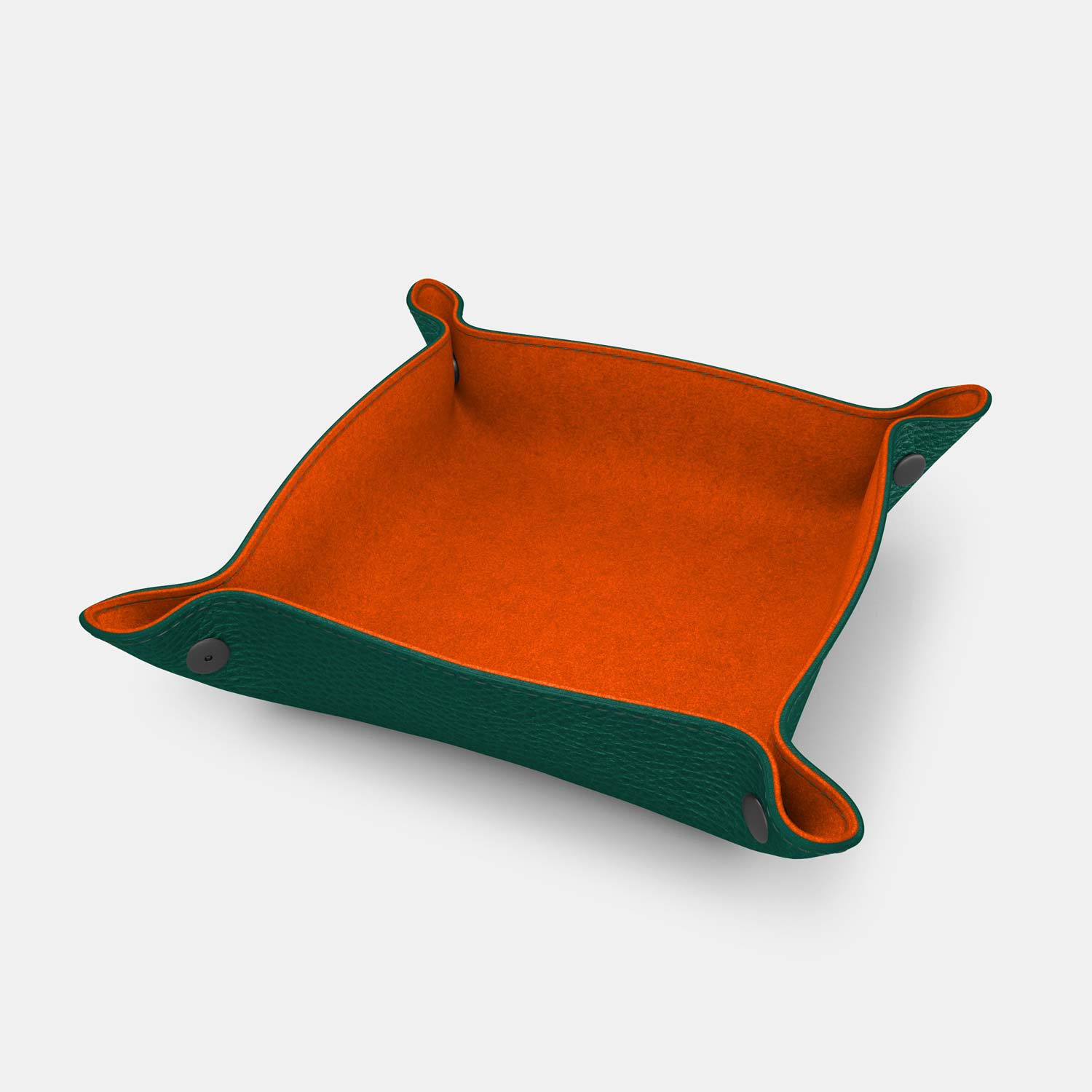 Leather Catch-all Tray - Avocado Green and Orange - RYAN London