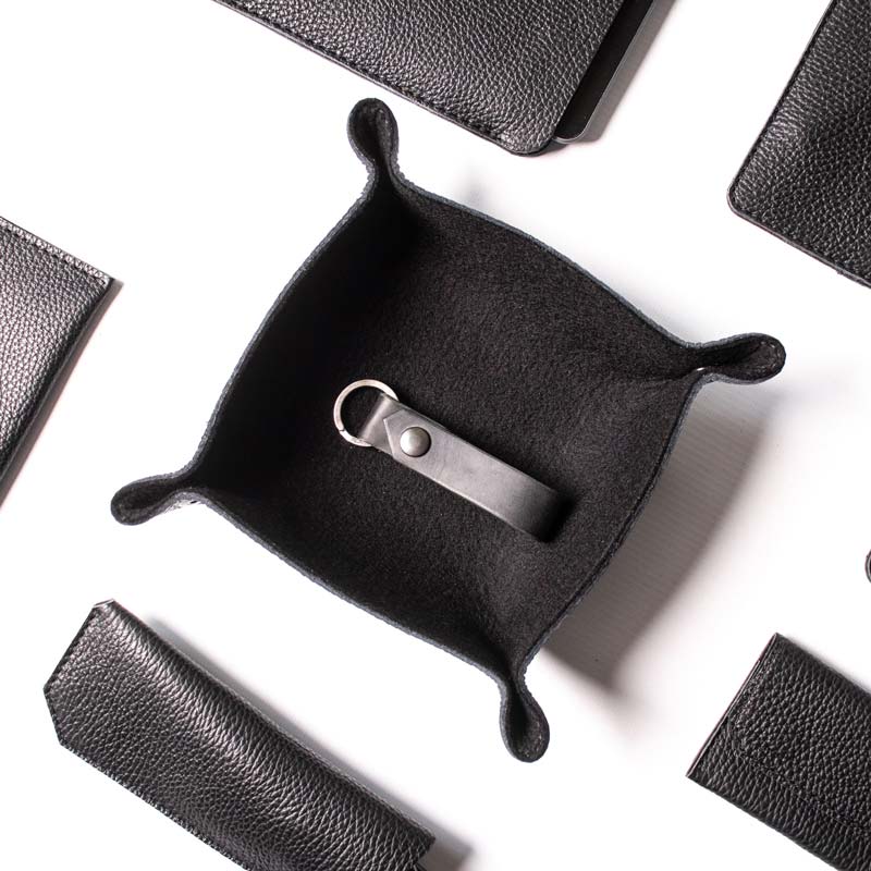 Leather Catch-all Tray - Black and Black - RYAN London