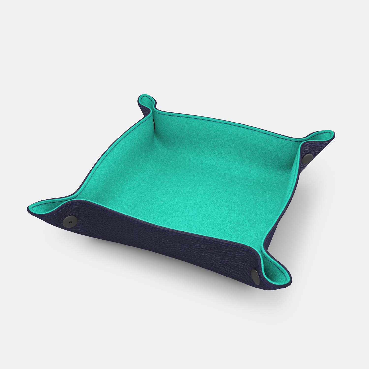 Leather Catch-all Tray - Navy Blue and Mint - RYAN London