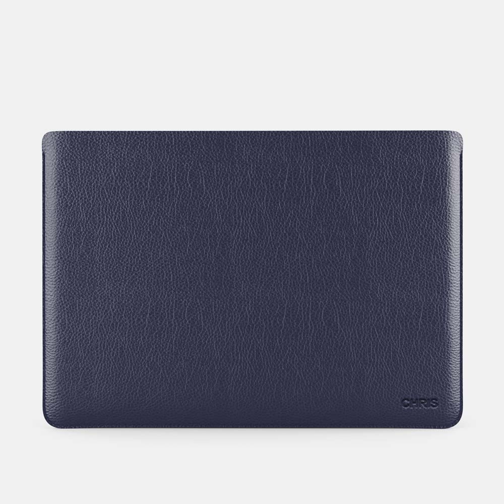 Luxury Leather Macbook Air 13" Sleeve - Navy Blue and Mint - RYAN London