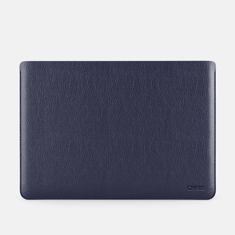 Luxury Leather Macbook Pro 14&quot; Sleeve - Navy Blue and Mint - RYAN London