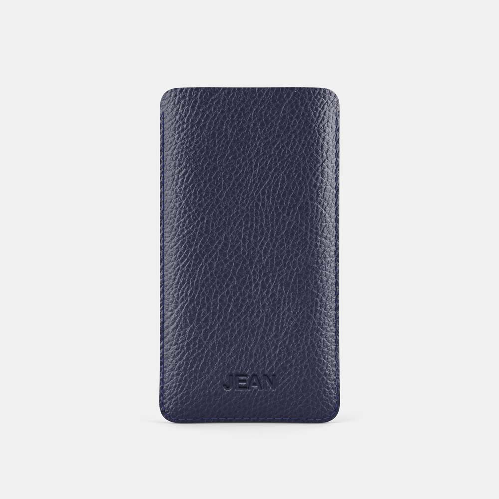 Leather iPhone 12 Sleeve - Navy Blue and Mint - RYAN London