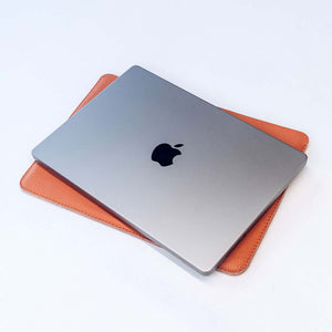 Luxury Leather Macbook Pro 16" Sleeve - Orange and Beige