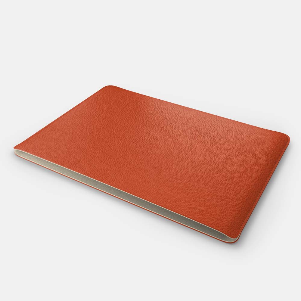 Luxury Leather Macbook Pro 14&quot; Sleeve - Orange and Beige - RYAN London