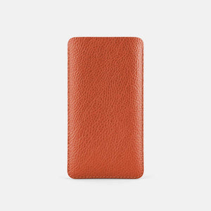Leather iPhone 14 Plus Sleeve - Orange and Beige