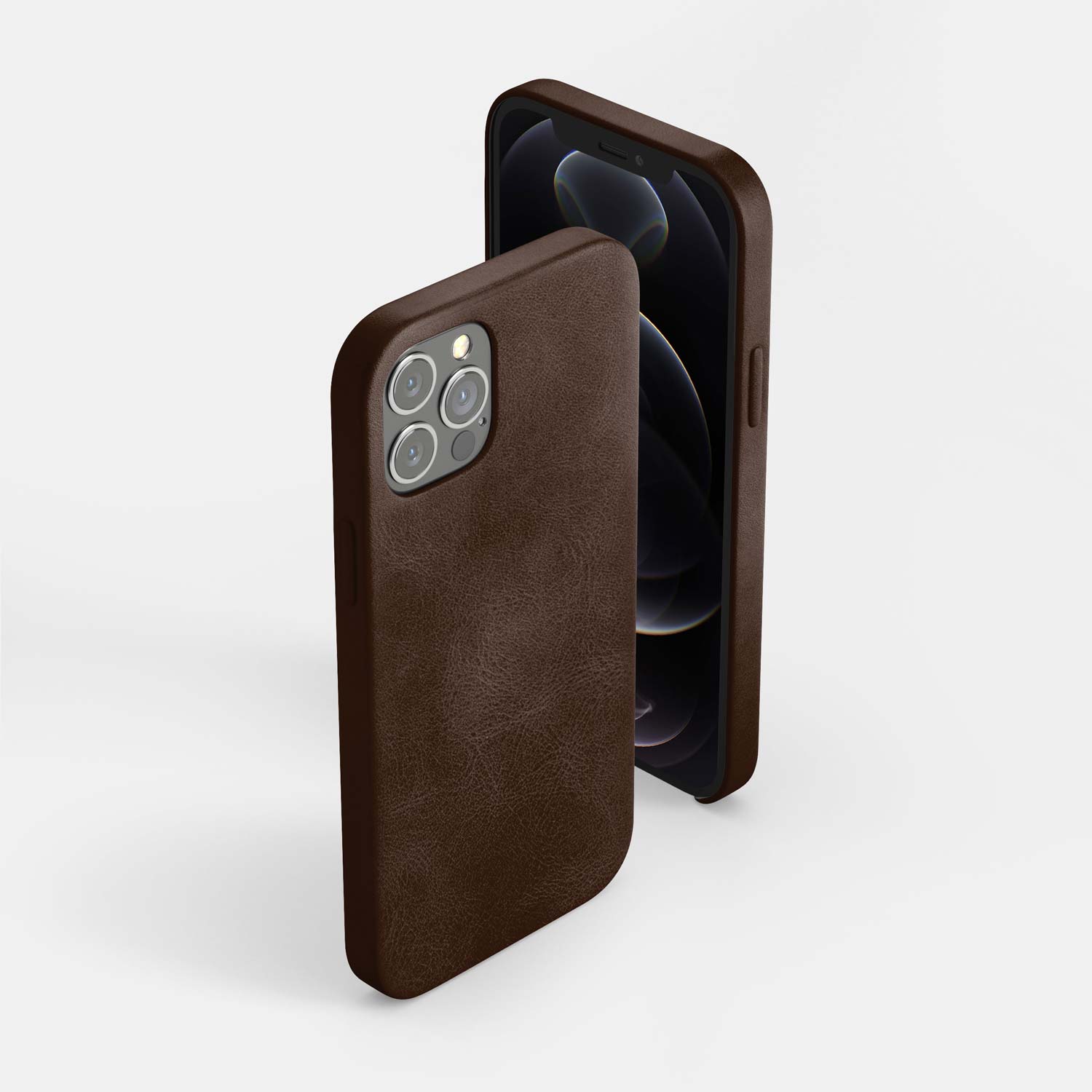 Leather iPhone 12 mini Shell Case - Dark Brown - RYAN London