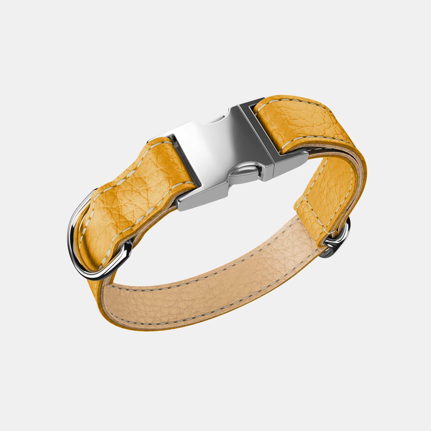 Leather Dog Collar - Yellow and Beige